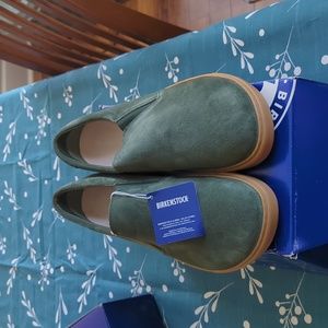 Men's Birkenstock Loafers Oswego, Suede Leather, color in thyme, Size 46 US 13.